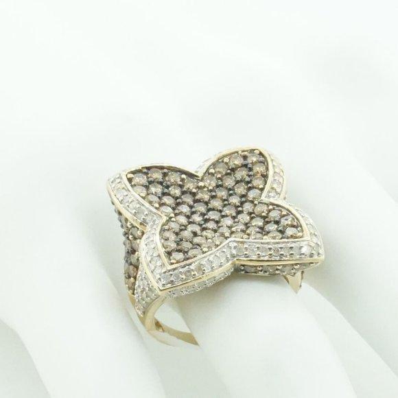 Estate Yellow Gold Diamond Cocktail Ring 6.00 TCW Size 7.25 White Vintage Style - Picture 6 of 6